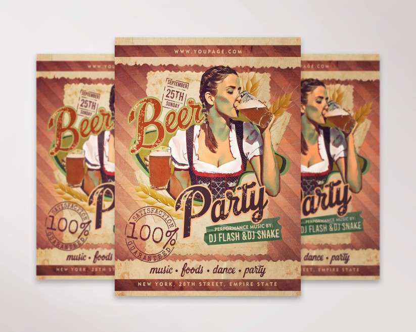 Free Oktoberfest Flyer Templates In PSD For Beer Parties Premium