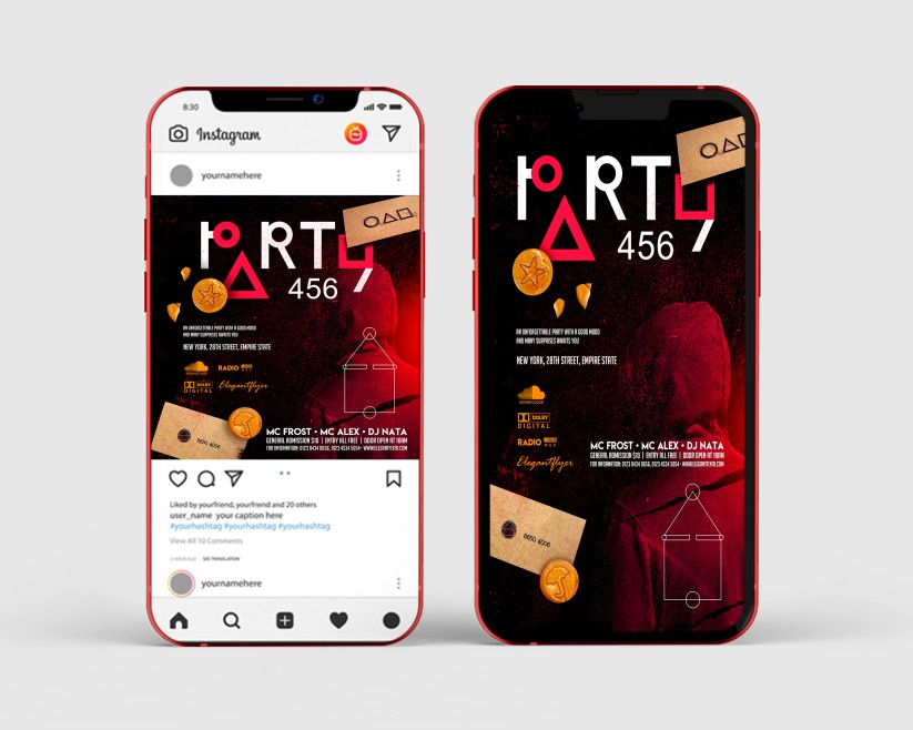 Squid Game Party – Instagram Stories Template in PSD + Post Templates Squid Game Party – Instagram Stories Template in PSD + Post Templates