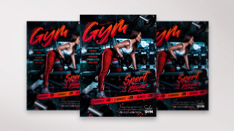 dark gym sport free flyer PSD template dark gym sport free flyer PSD template