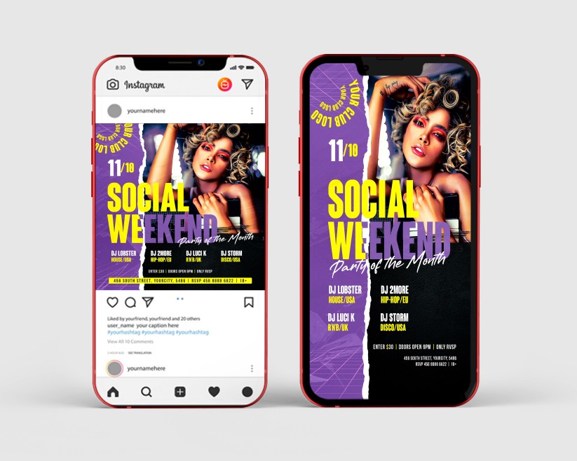 Social Weekend – Free Instagram Stories Template in PSD + Post Template Social Weekend – Free Instagram Stories Template in PSD + Post Template