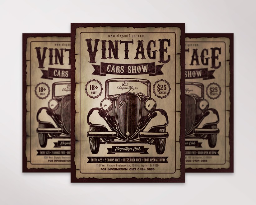 Vintage Car Show Free Flyer PSD Template Vintage Car Show Free Flyer PSD Template
