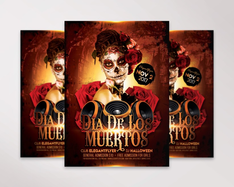 Dia De Los Muertos Party Premium Flyer PSD Template 01 Dia De Los Muertos Party Premium Flyer PSD Template 01