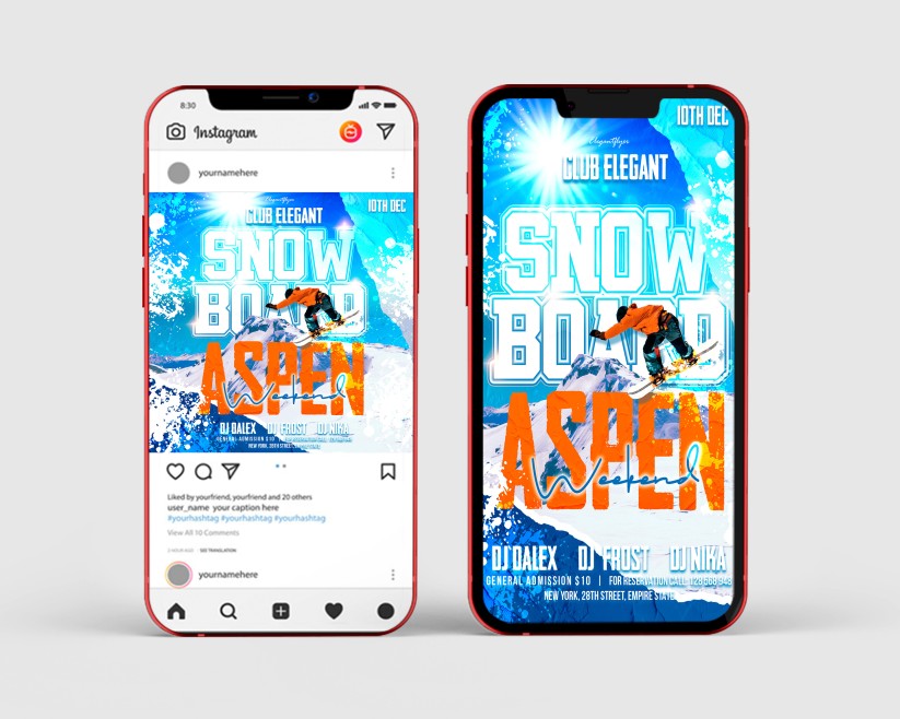 Snowboard Weekend – Free Instagram Stories Template in PSD + Post Template Snowboard Weekend – Free Instagram Stories Template in PSD + Post Template
