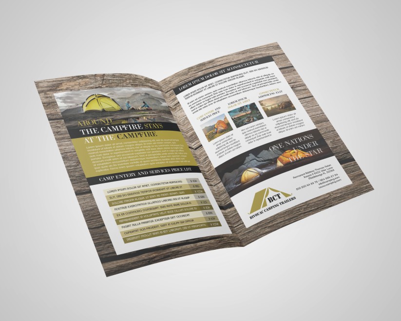 Camping – Premium Bi-Fold PSD Brochure Template Camping – Premium Bi-Fold PSD Brochure Template