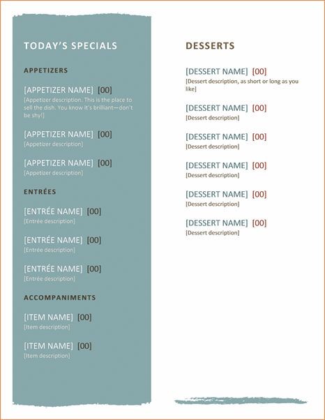 Free Restaurant menu template for Microsoft Word & Writer Free Restaurant menu template for Microsoft Word & Writer