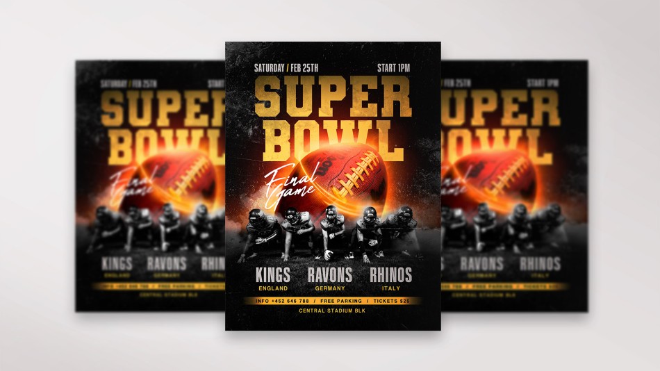 Super Bowl Premium PSD Flyer Template Super Bowl Premium PSD Flyer Template