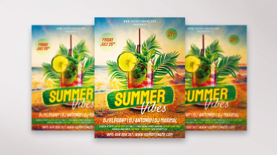 Summer Vibes Free Flyer PSD Template 5 Summer Vibes Free Flyer PSD Template 5