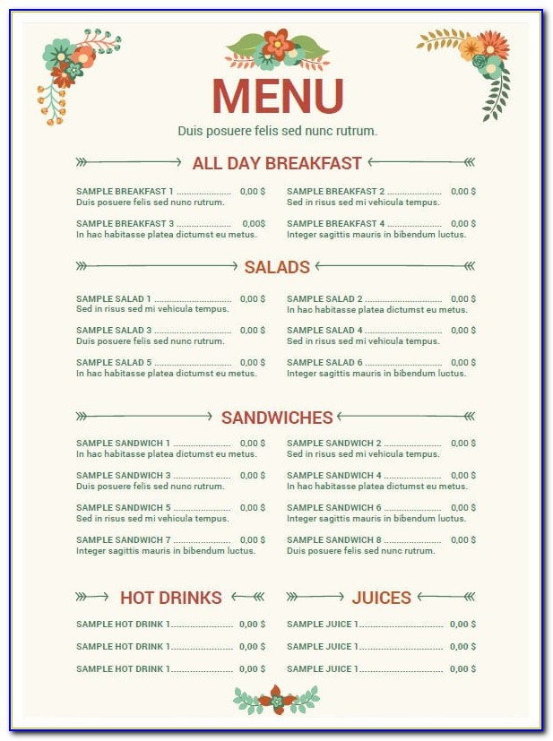 Free Restaurant Menu Templates for Microsoft Word Free Restaurant Menu Templates for Microsoft Word