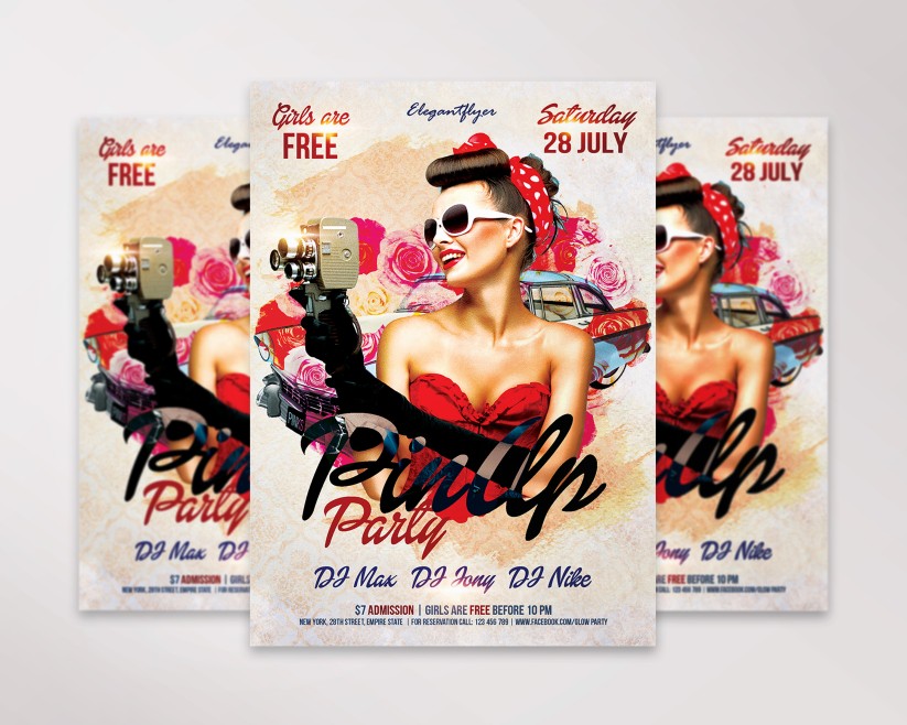 Invitation Flyer For Pin Up Party Invitation Flyer For Pin Up Party