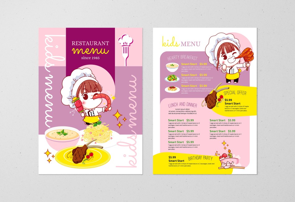 FREE KIDS MENU PSD TEMPLATE FREE KIDS MENU PSD TEMPLATE