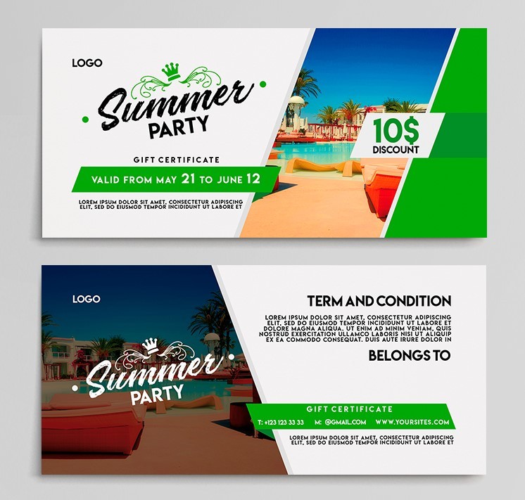 Summer Party Free Gift Certificate PSD Template Summer Party Free Gift Certificate PSD Template
