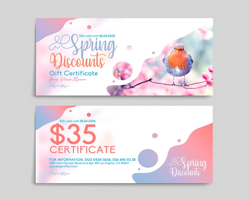 SPRING DISCOUNTS – PREMIUM GIFT CERTIFICATE TEMPLATE IN PSD SPRING DISCOUNTS – PREMIUM GIFT CERTIFICATE TEMPLATE IN PSD