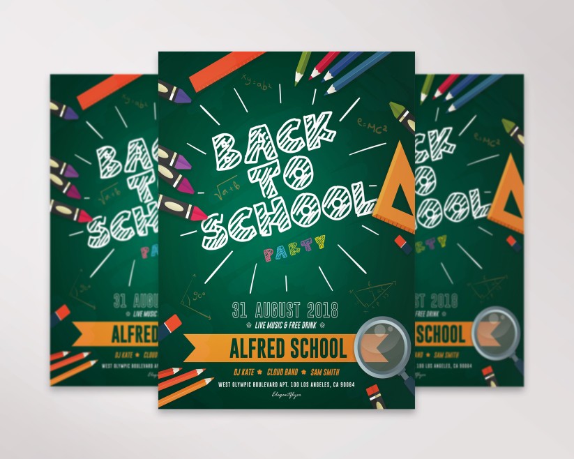 Back to School Party – Free Flyer PSD Template 8 Back to School Party – Free Flyer PSD Template 8
