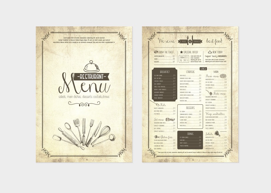 Vintage Menu Flyer PSD Template Vintage Menu Flyer PSD Template