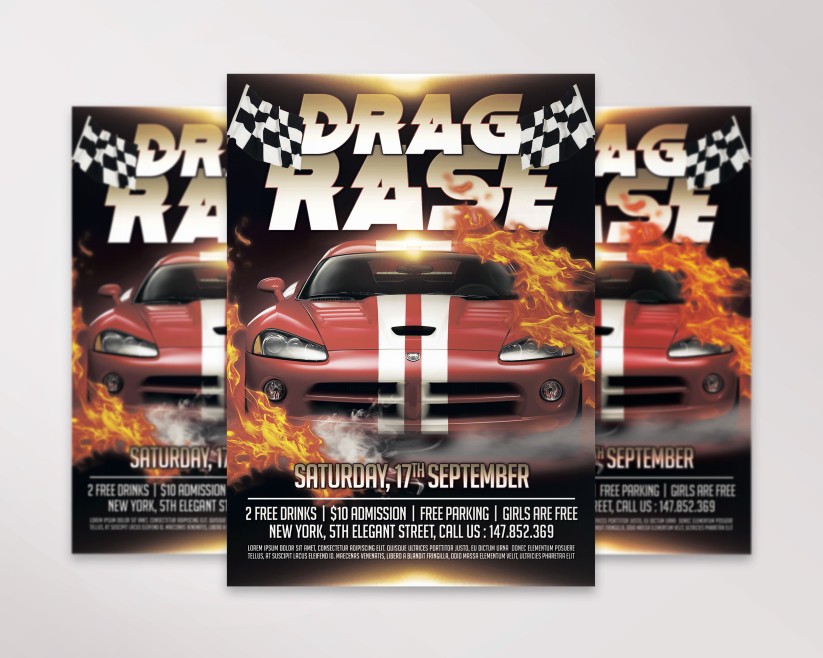 Drag Race Free Flyer PSD Template 10 Drag Race Free Flyer PSD Template 10