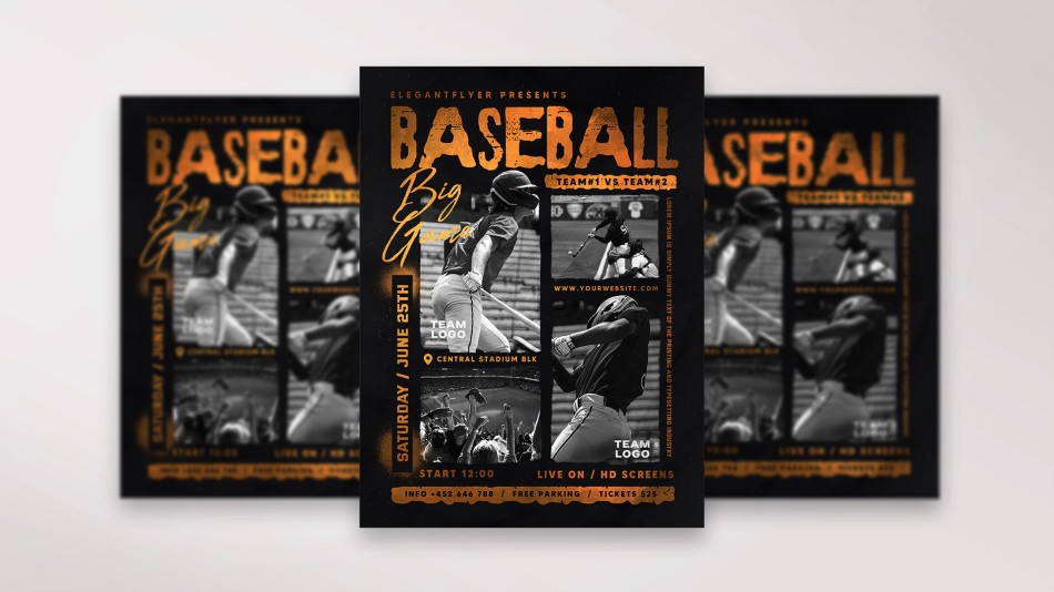 Black and White Baseball Tournament Flyer Black and White Baseball Tournament Flyer