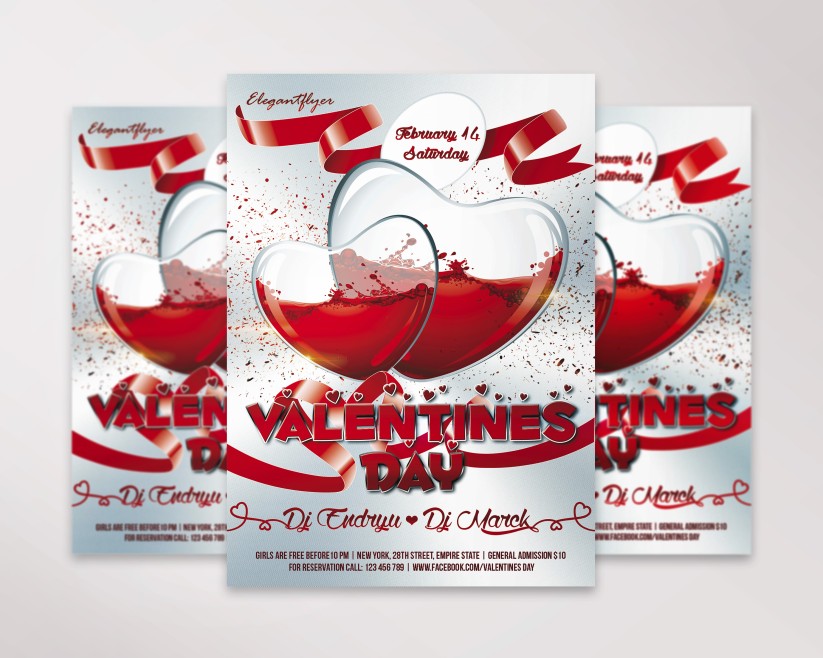 St. Valentine's Day Flyer with liquid hearts St. Valentine's Day Flyer with liquid hearts