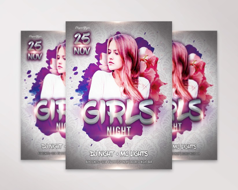 Girls Night – Free Flyer Template in PSD 3 Girls Night – Free Flyer Template in PSD 3