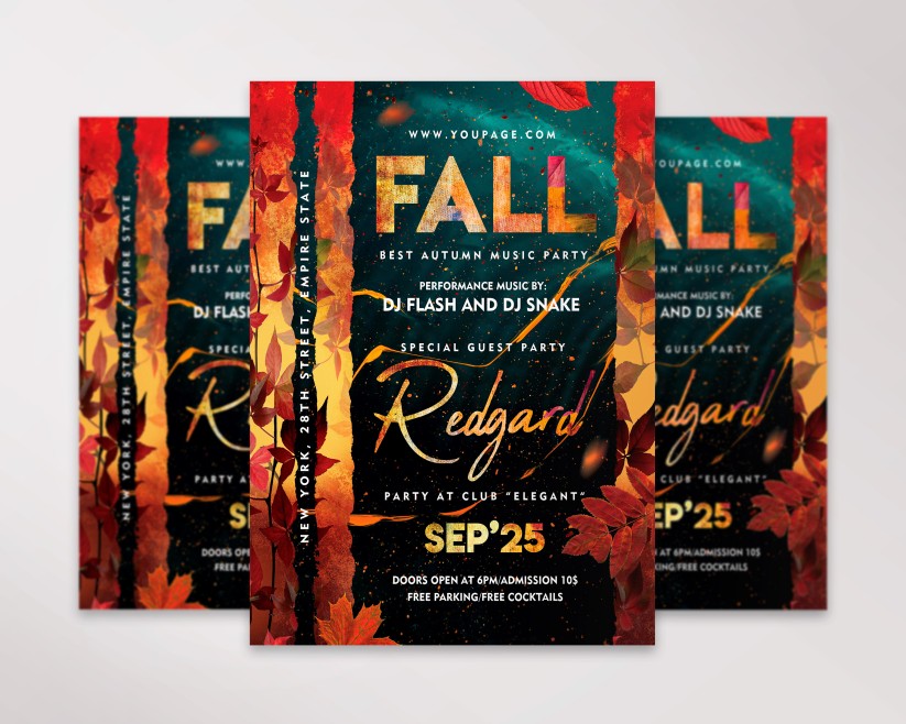 8 FALL PARTY - FREE FLYER PSD TEMPLATE 8 FALL PARTY - FREE FLYER PSD TEMPLATE