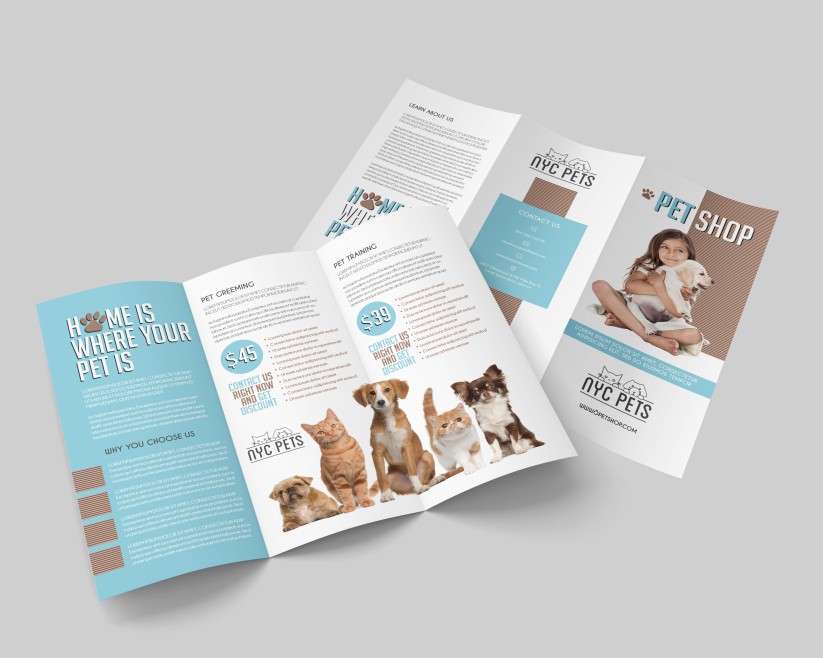 Free Pet Shop – Tri-Fold PSD Brochure Template Free Pet Shop – Tri-Fold PSD Brochure Template