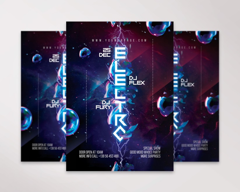 Electro Party – Free Flyer PSD Template Electro Party – Free Flyer PSD Template