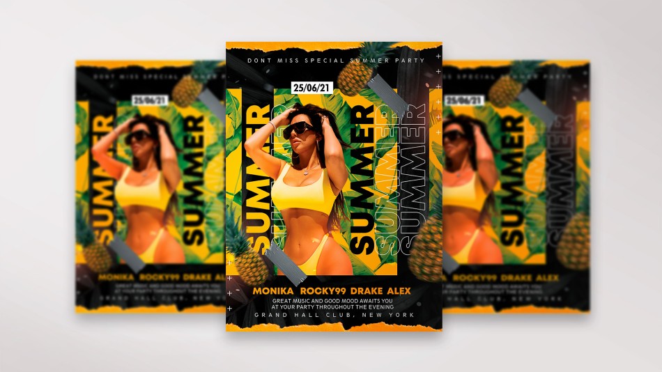 Summer Party Free Flyer PSD Template 4 Summer Party Free Flyer PSD Template 4