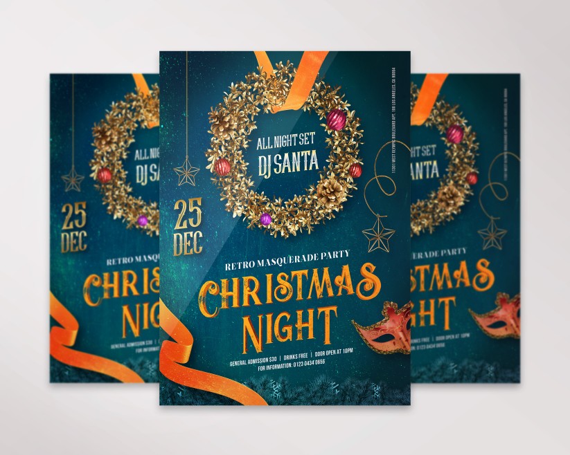Retro Christmas Night – Premium PSD Flyer Template Retro Christmas Night – Premium PSD Flyer Template
