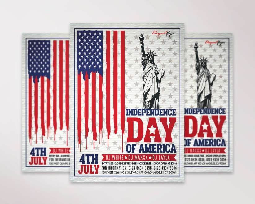 Independence Day Flyer with flag Independence Day Flyer with flag
