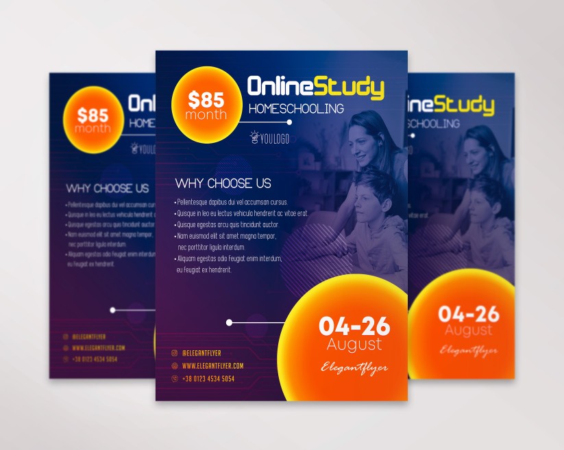 Online Study – Free Flyer PSD Template Online Study – Free Flyer PSD Template