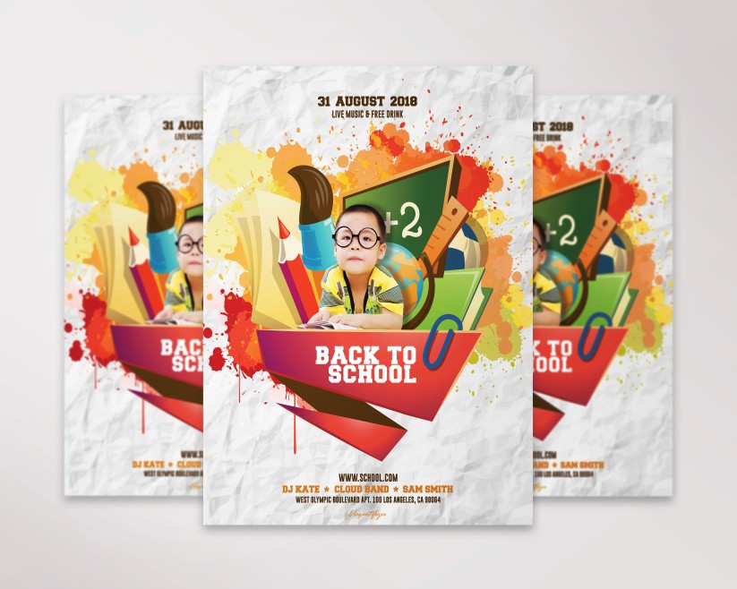 Back to School Party – Free Flyer PSD Template 7 Back to School Party – Free Flyer PSD Template 7