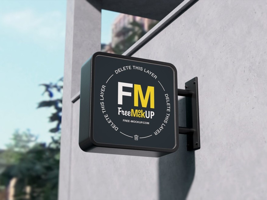 Wall Signage Free PSD Mockup Wall Signage Free PSD Mockup