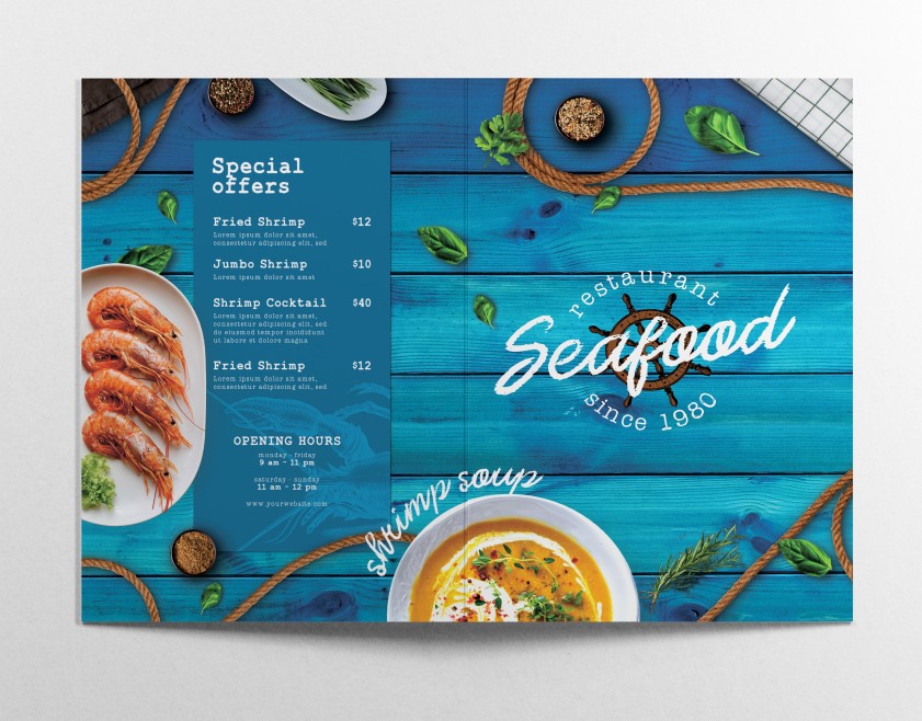 Seafood – Free Restaurant Menu PSD Template Seafood – Free Restaurant Menu PSD Template