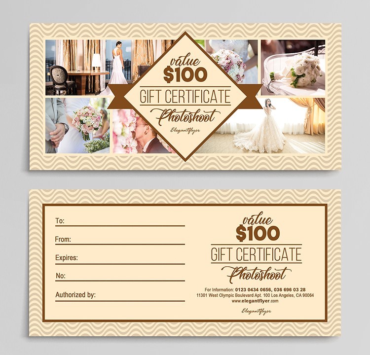 Photoshoot Gift Certificate PSD Template Photoshoot Gift Certificate PSD Template