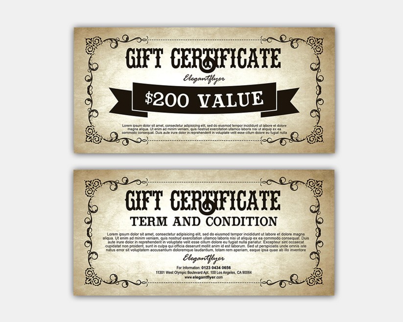 Vintage Free Gift Certificate PSD Template Vintage Free Gift Certificate PSD Template