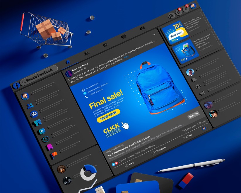 Free Facebook Ads Mockup PSD Set Free Facebook Ads Mockup PSD Set