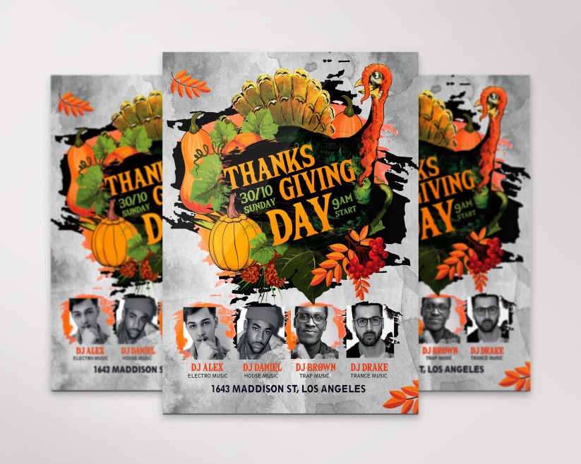 6 Free Thanksgiving Invitation PSD Template 6 Free Thanksgiving Invitation PSD Template