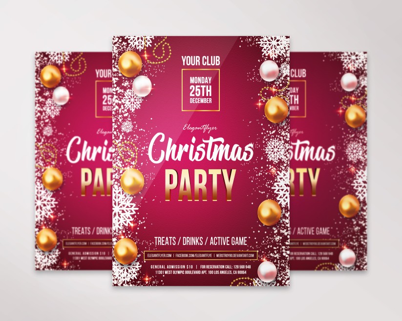 Free Christmas party – Flyer PSD Template 010 Free Christmas party – Flyer PSD Template 010
