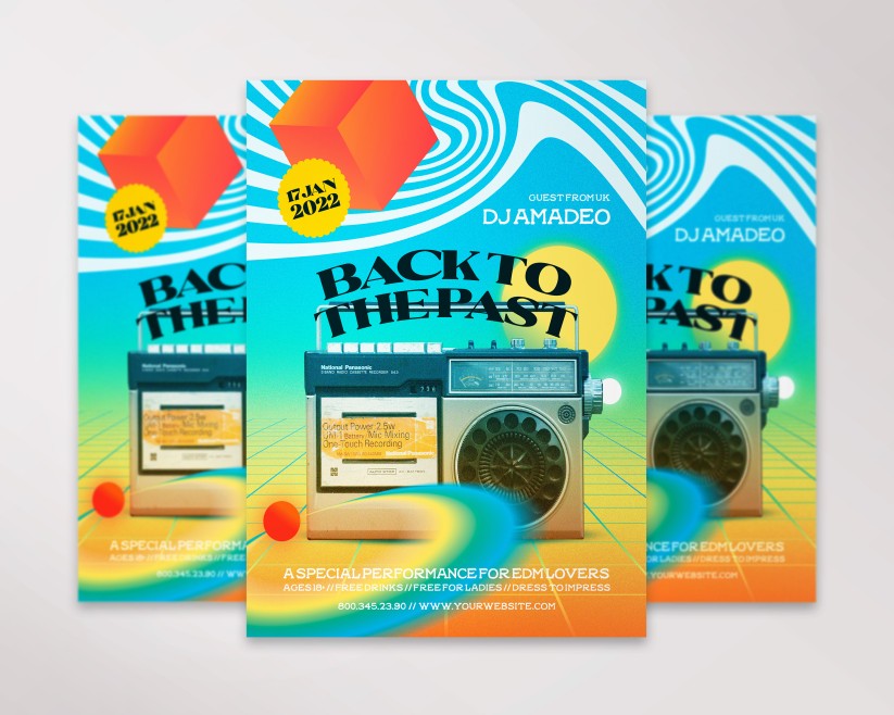 Retro Party Free Flyer PSD Template 1 Retro Party Free Flyer PSD Template 1