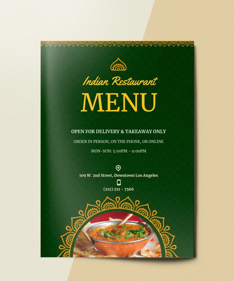 Indian Restaurant Menu – free Google Docs template Indian Restaurant Menu – free Google Docs template