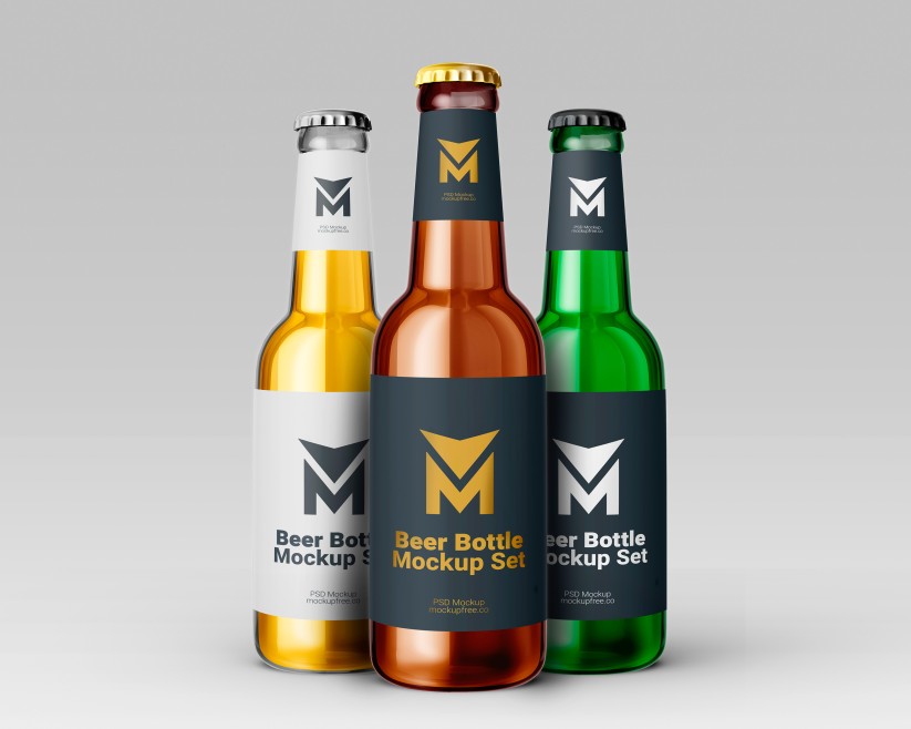 Free Beer Bottle Mockup Set Free Beer Bottle Mockup Set