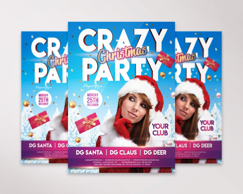 Free Christmas Crazy party – Flyer PSD Template 04 Free Christmas Crazy party – Flyer PSD Template 04