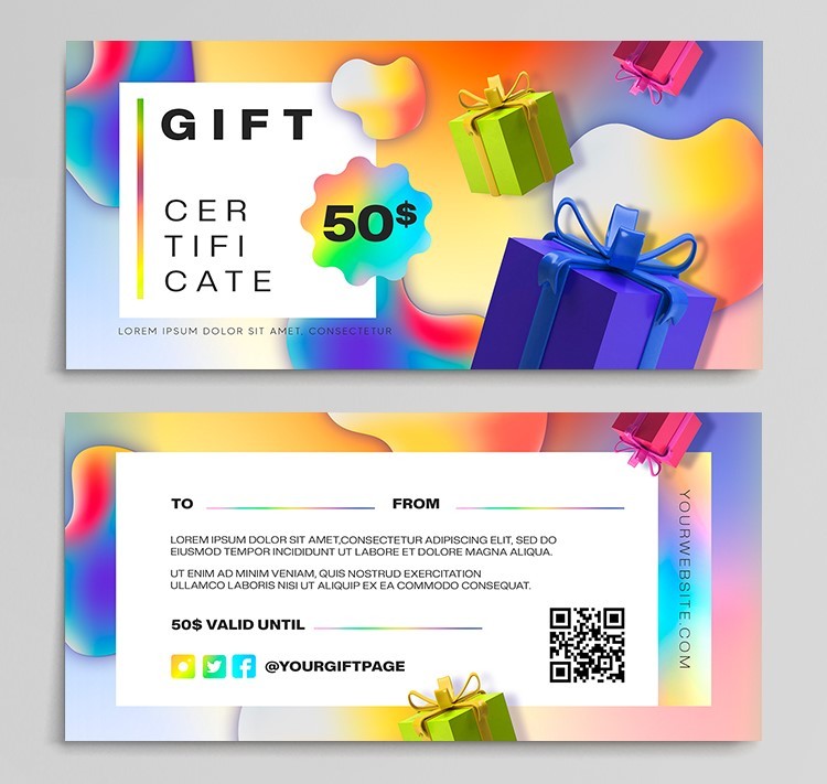 Colorful Gift Certificate PSD Template Colorful Gift Certificate PSD Template