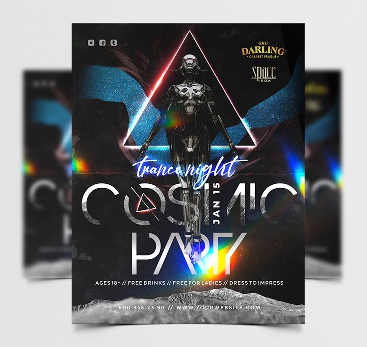 Cosmic Party – Free Flyer PSD Template Cosmic Party – Free Flyer PSD Template