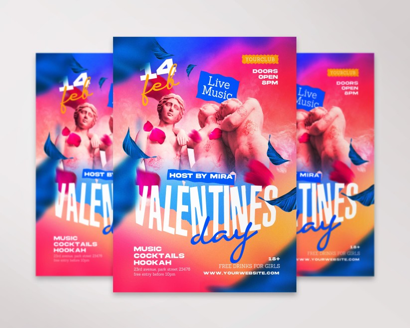 Modern Valentine's Flyer Template with statues Modern Valentine's Flyer Template with statues