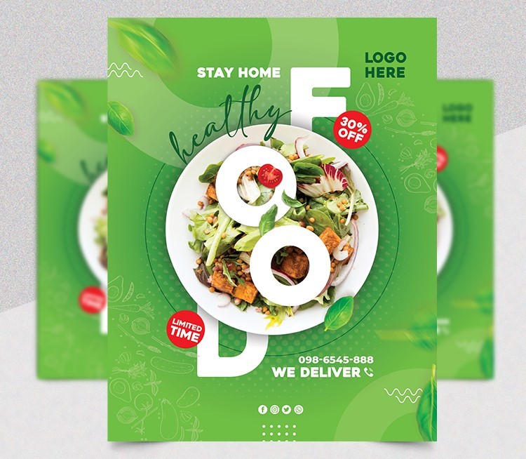 Green Food Flyer PSD Template Green Food Flyer PSD Template