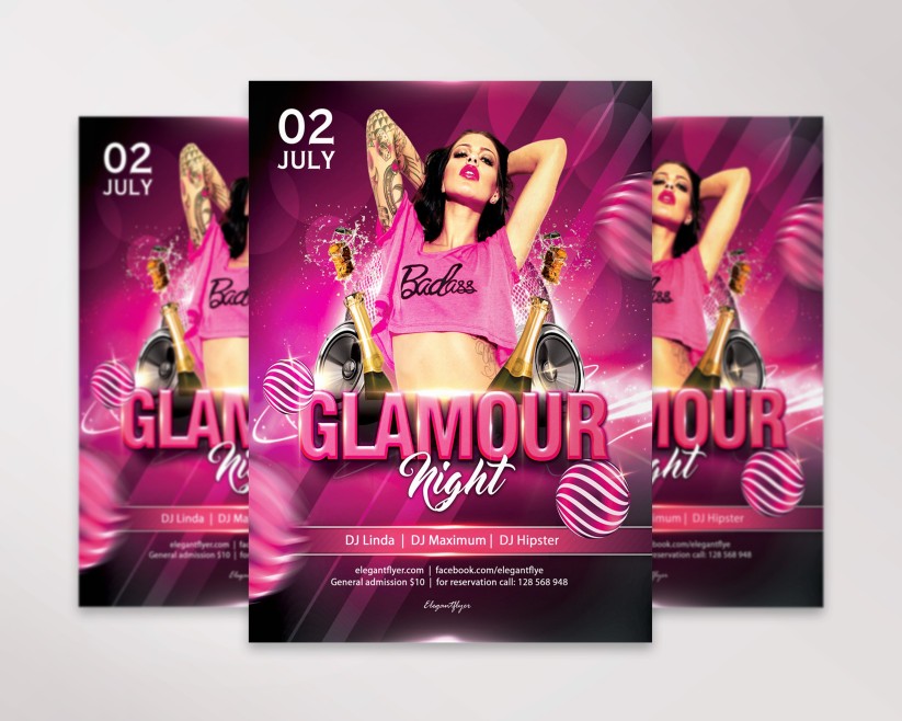 Glamour Night – Free Flyer PSD Template Glamour Night – Free Flyer PSD Template