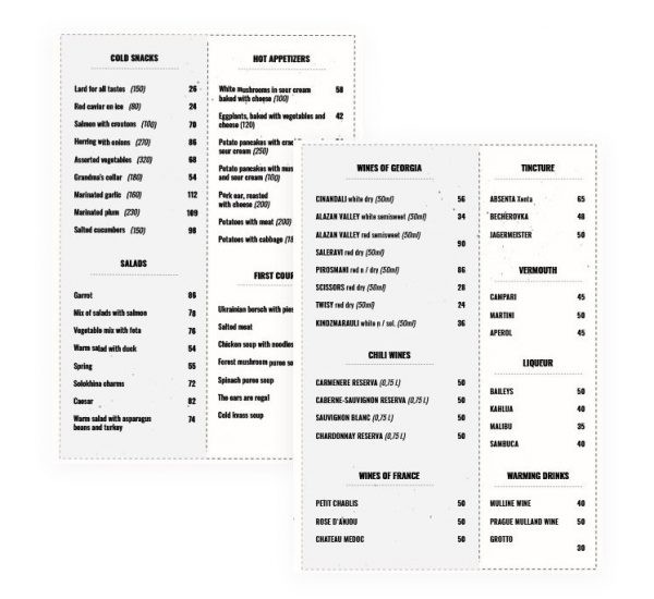 Minimalist Restaurant Menu - free Google Docs Template Minimalist Restaurant Menu - free Google Docs Template