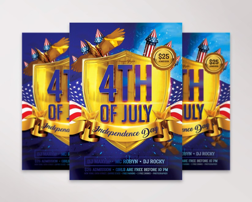 Independence Day Flyer with shield Independence Day Flyer with shield