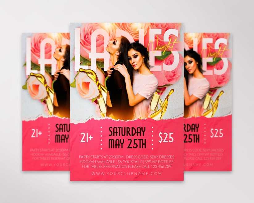 Ladies Night Party – Free Flyer PSD Template 2 Ladies Night Party – Free Flyer PSD Template 2