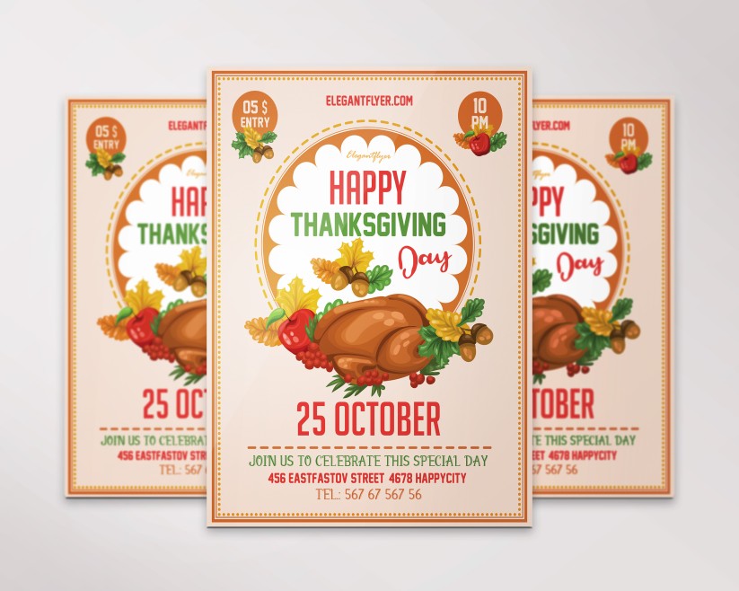 5 Free Happy Thanksgiving Day PSD Flyer 5 Free Happy Thanksgiving Day PSD Flyer